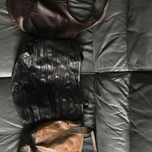 Elegant Black and Brown Leather Tote Bag